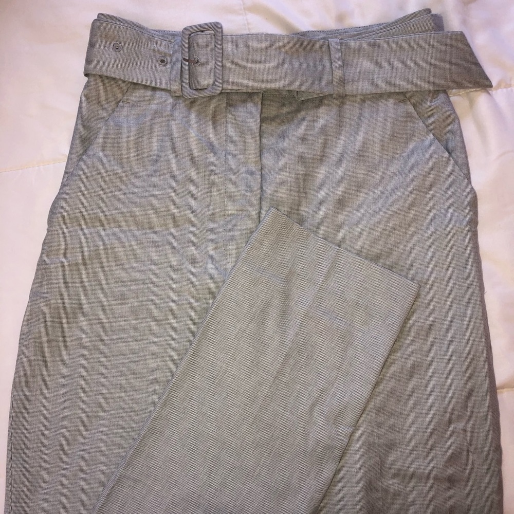 H&M belted straight leg pants